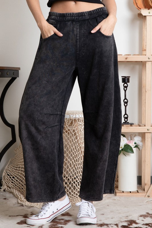 Washed Barrel Sweat-pant jeans | Black