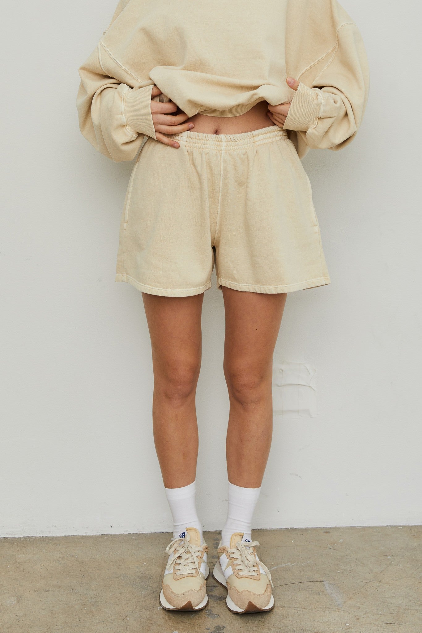 Teagan ORGANIC COTTON FLEECE SWEATSHORTS | Blonde Wood